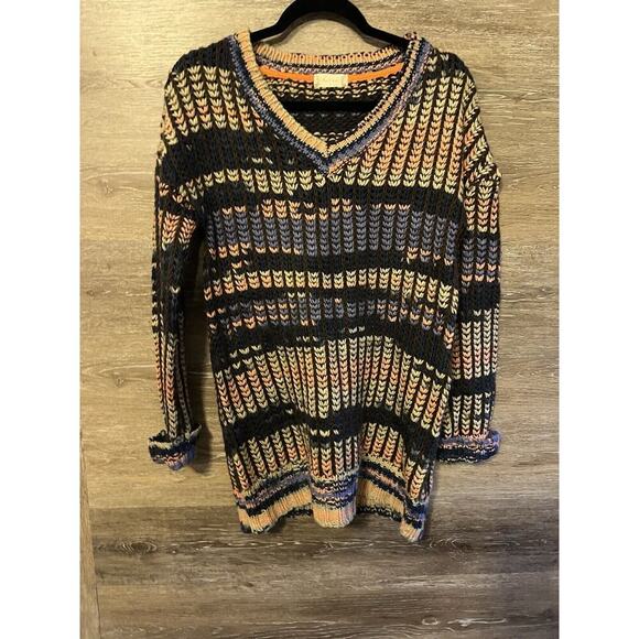 Altar’s State Sweater Chunky Knit V Neck Sz Small Crochet Colorful Artsy Purple - Picture 5 of 10